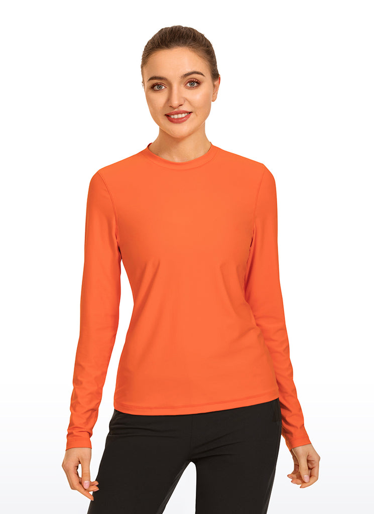 CRZ YOGA Women's Swimwear UPF 50+ Rash Guard Long Sleeve Black