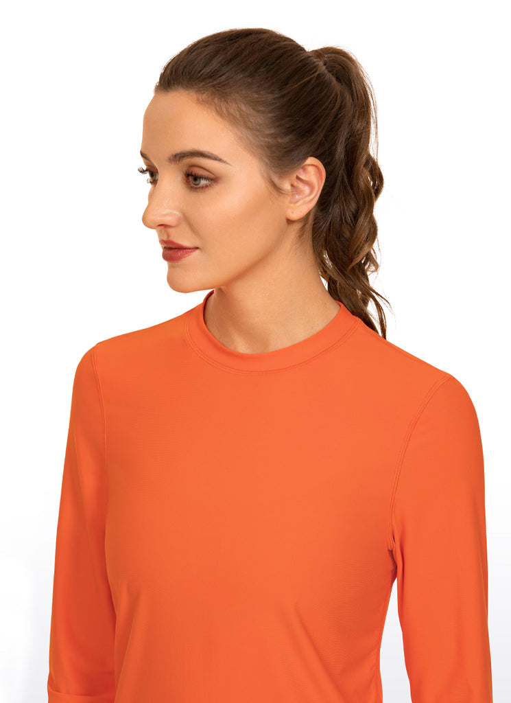 CRZ YOGA Women's Swimwear UPF 50+ Rash Guard Long Sleeve Black