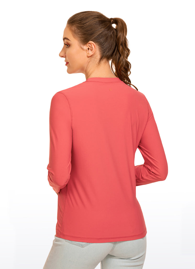 CRZ YOGA Women's Swimwear UPF 50+ Rash Guard Long Sleeve Magenta