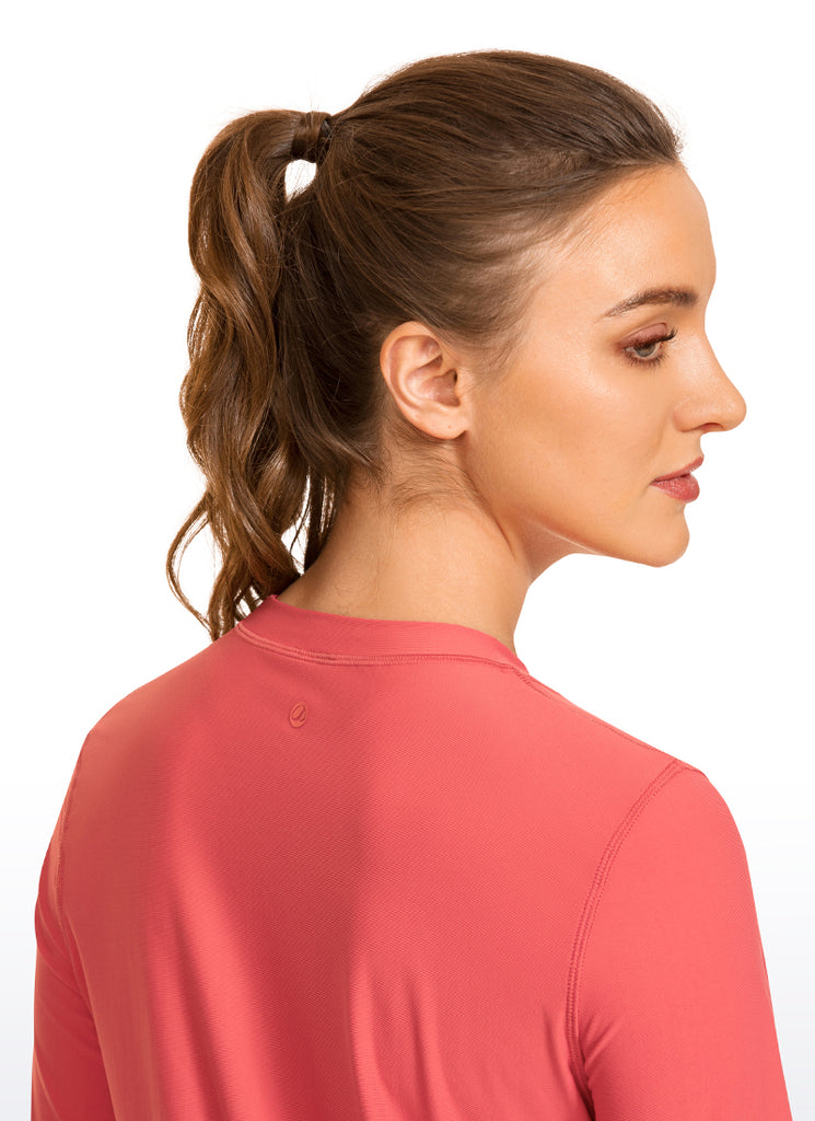 CRZ YOGA Women's Swimwear UPF 50+ Rash Guard Long Sleeve Magenta