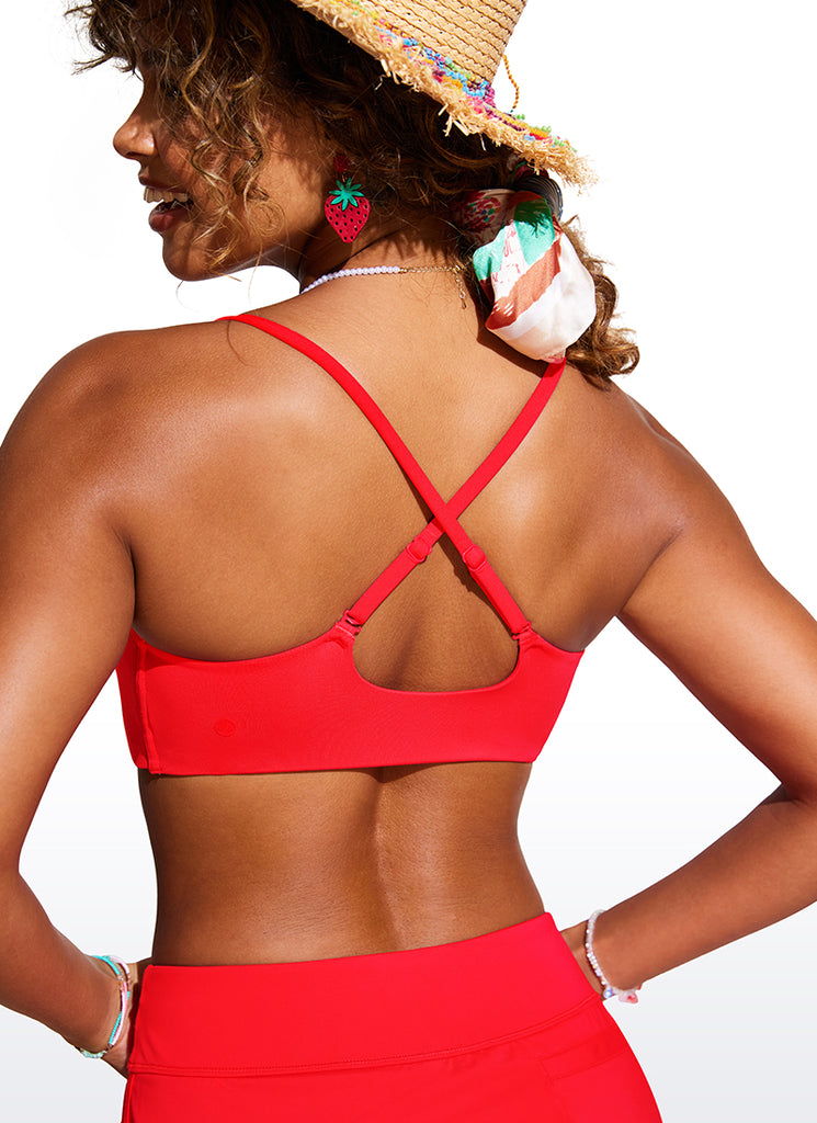 CRZ YOGA Women's Swimwear Tops Bikini Top Adjustable Strap Light grayish blue