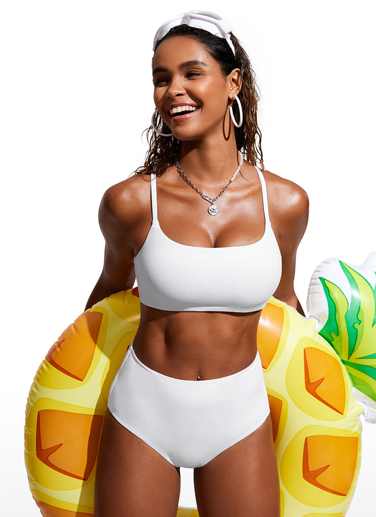 CRZ YOGA Women's Swimwear Tops Bikini Top Adjustable Strap Insignia Blue