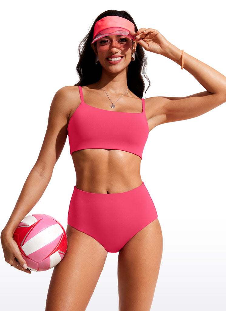 CRZ YOGA Women's Swim Bikini Bottom High Waisted Bathing Swimsuit White