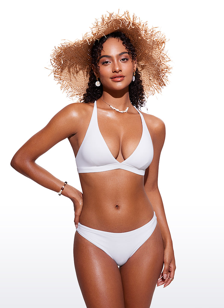 CRZ YOGA Women's Swimwear Sunshine V Neck Bikini Tops Criss Cross Back White