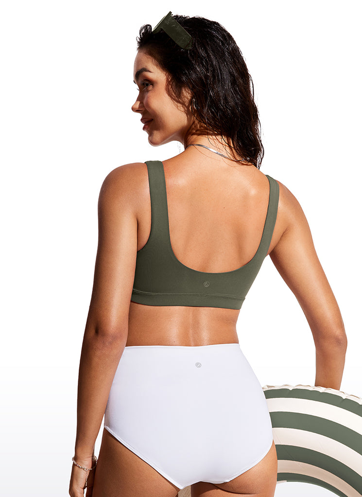 CRZ YOGA Women's Swimwear Tops Bikini Top U Back Insignia Blue