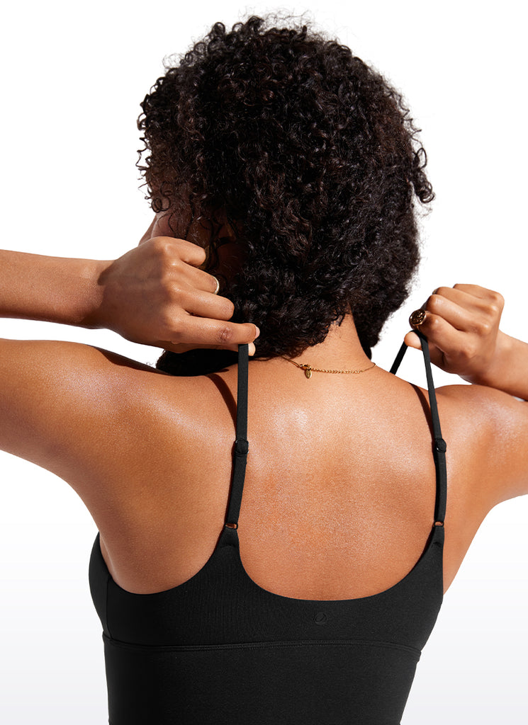 CRZ YOGA Women's Swimwear Tops Sunshine Deep V Strappy Bikini Top Black