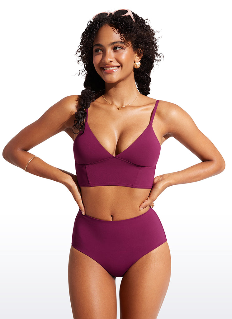 CRZ YOGA Women's Swimwear Tops Sunshine Deep V Strappy Bikini Top Insignia Blue