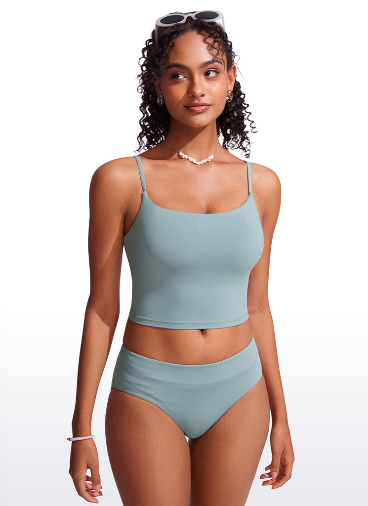 CRZ YOGA Women's Sunshine Bikini Tops U Back Longline Adjustable Straps Insignia Blue