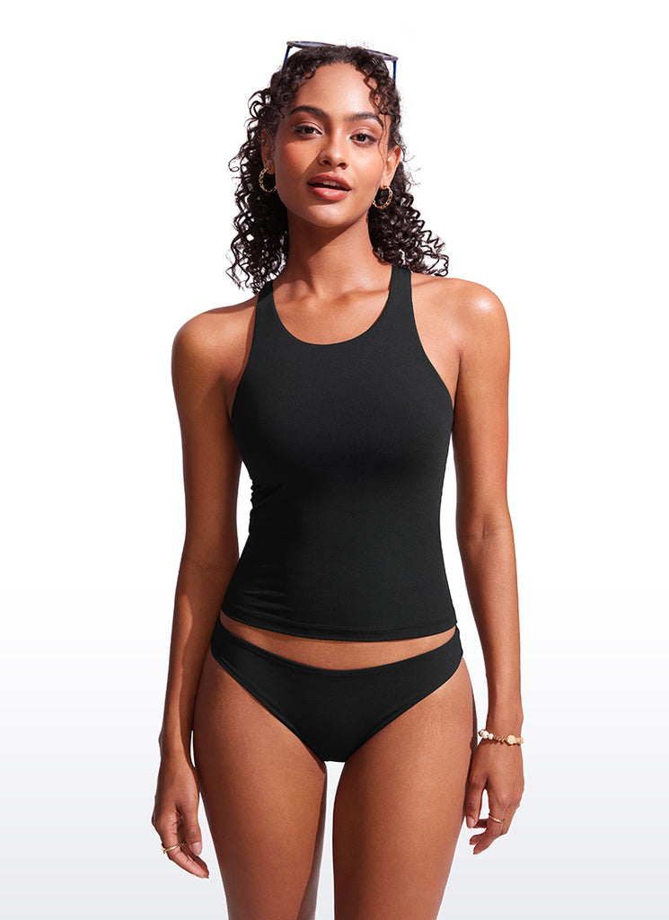 CRZ YOGA Women Racerback High Neck Tankini Tops Sporty Tank Black
