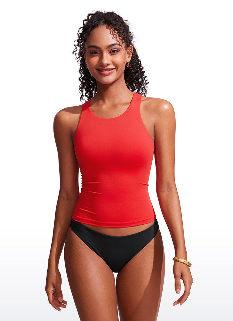 CRZ YOGA Women Racerback High Neck Tankini Tops Sporty Tank Insignia Blue