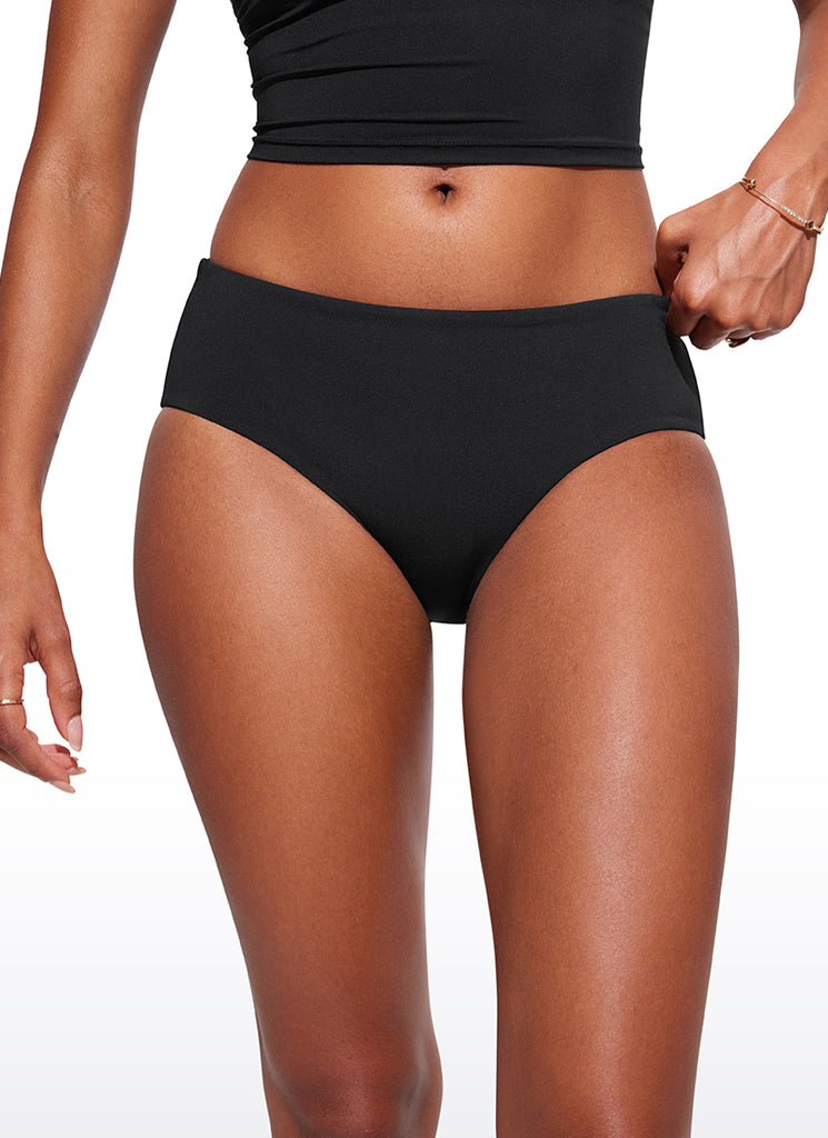 CRZ YOGA Women's Swimwear Bottoms Sunshine Bikini Bottoms Mid Rise Black