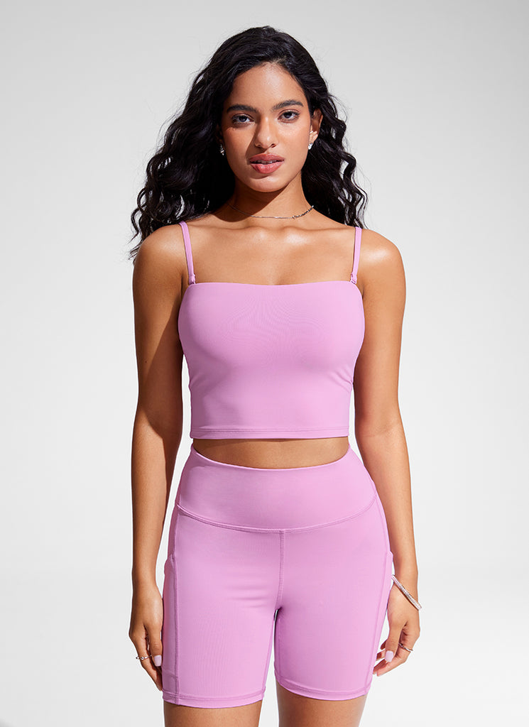 CRZ YOGA Womens Bandeau Bikini Tops Strapless Swimsuit Vita Pink