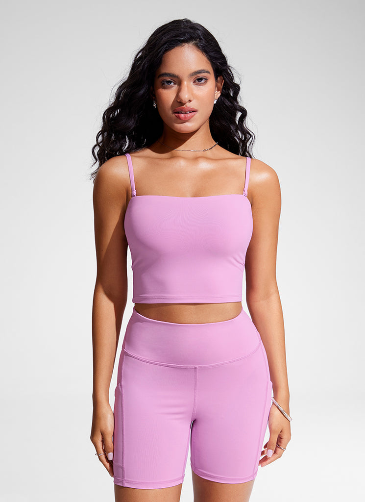 CRZ YOGA Womens Bandeau Bikini Tops Strapless Swimsuit Vita Pink