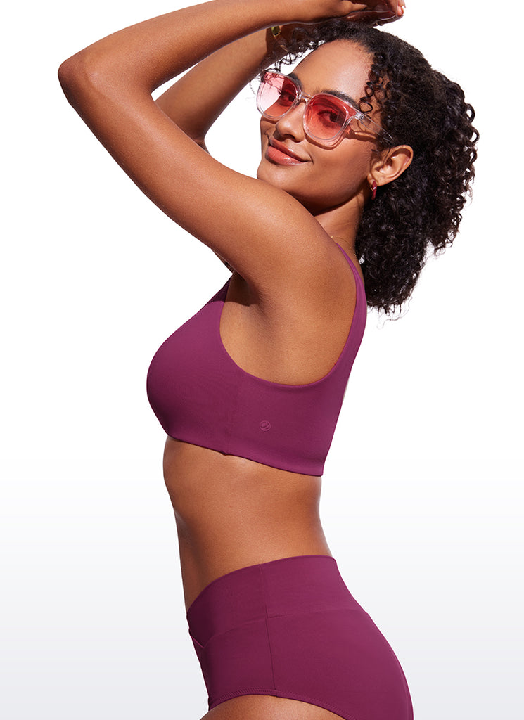 CRZ YOGA V Neck Bikini Padded Tops Swimsuit White