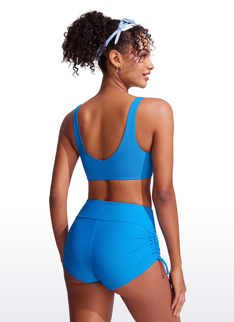 CRZ YOGA V Neck Bikini Padded Tops Swimsuit Jungle Camouflage Gray