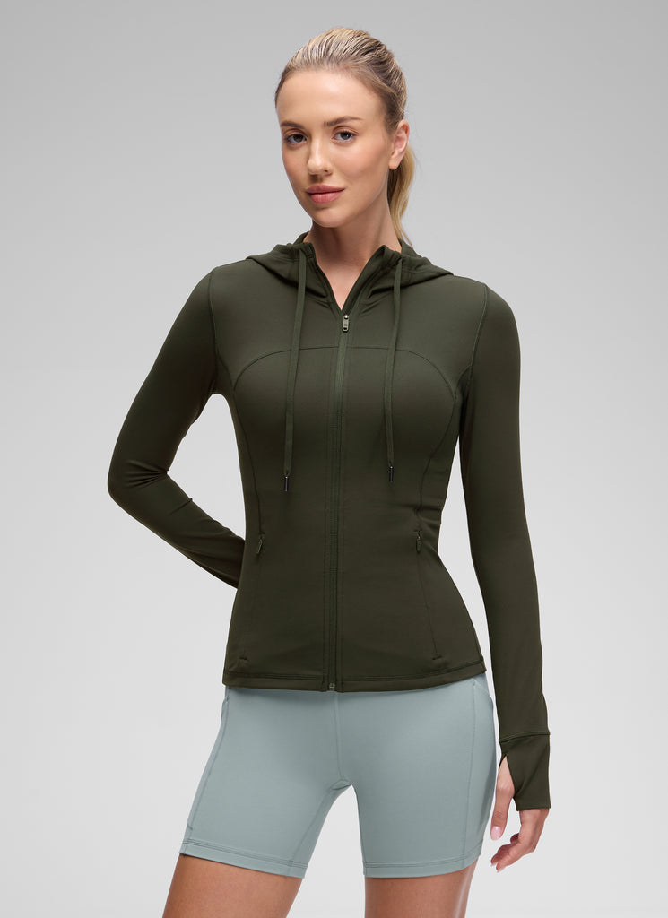 CRZ YOGA Women's Butterluxe Slim Fit Pocket Outerwear Full Zip Hoodies Hibiscus Purple