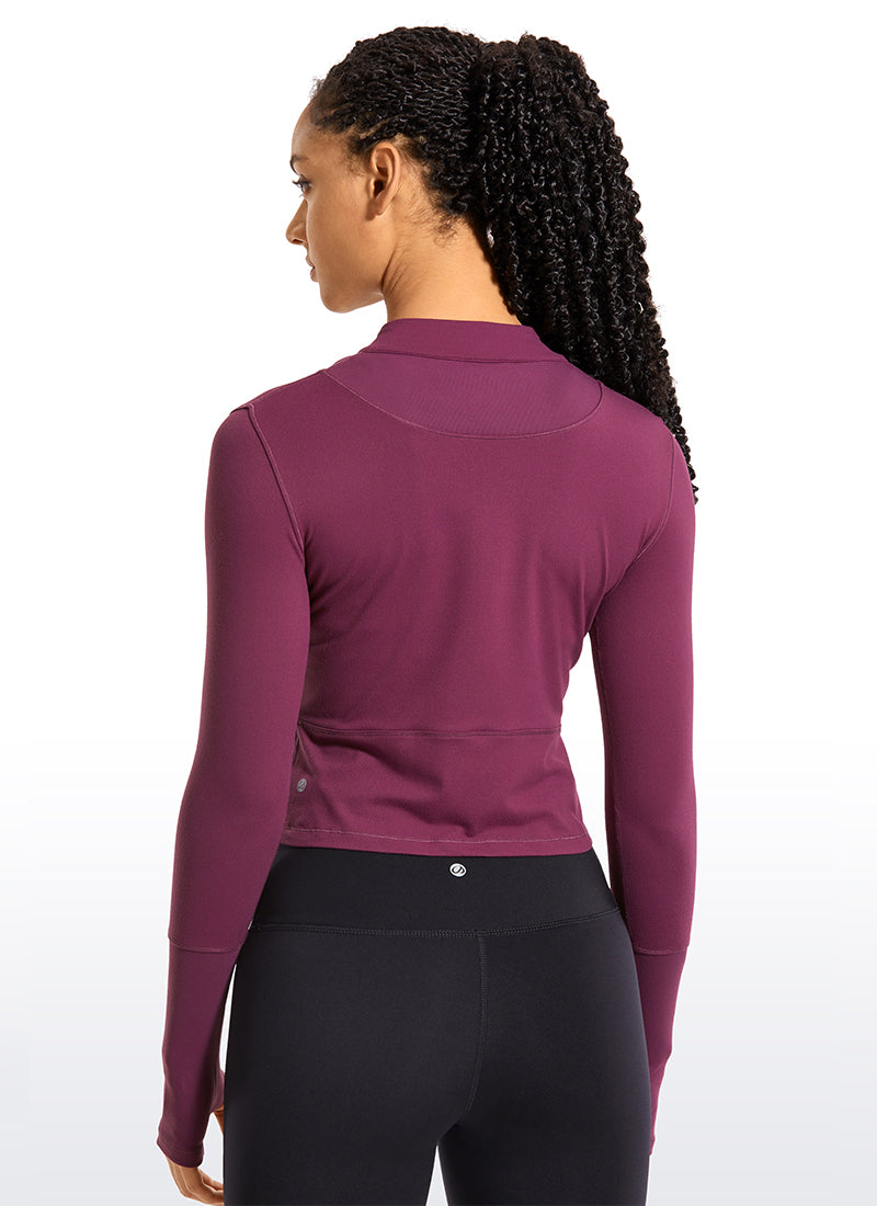 Brushed Half Zip Cropped Long Sleeve