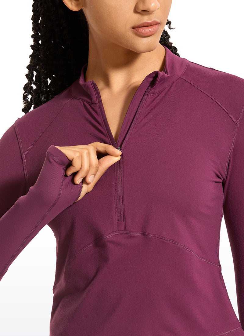 Brushed Half Zip Cropped Long Sleeve