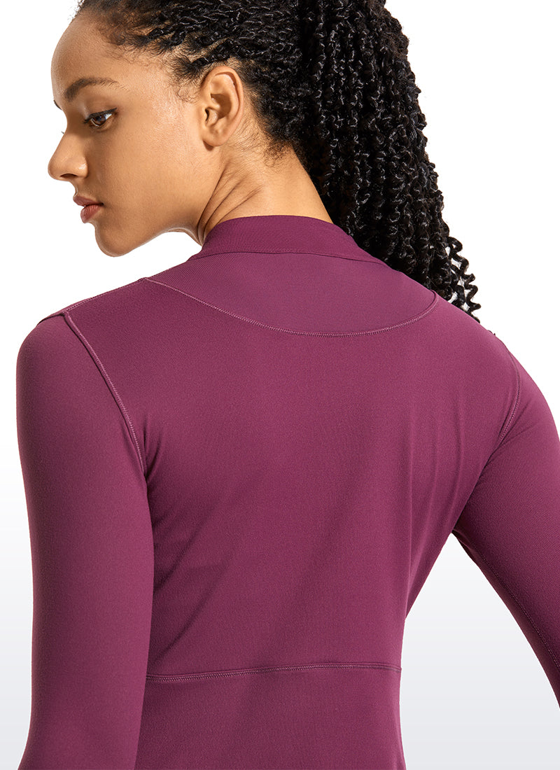 Brushed Half Zip Cropped Long Sleeve