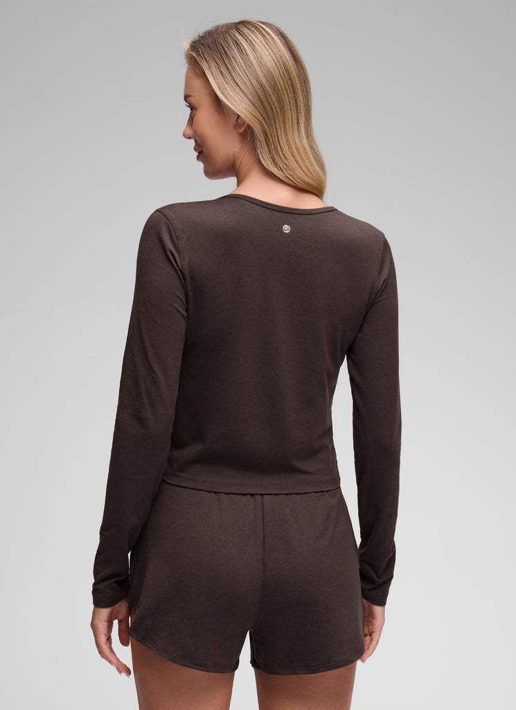 CRZ YOGA Women's Cloud Jersey Casual Button Down Waist Length Cardigan White