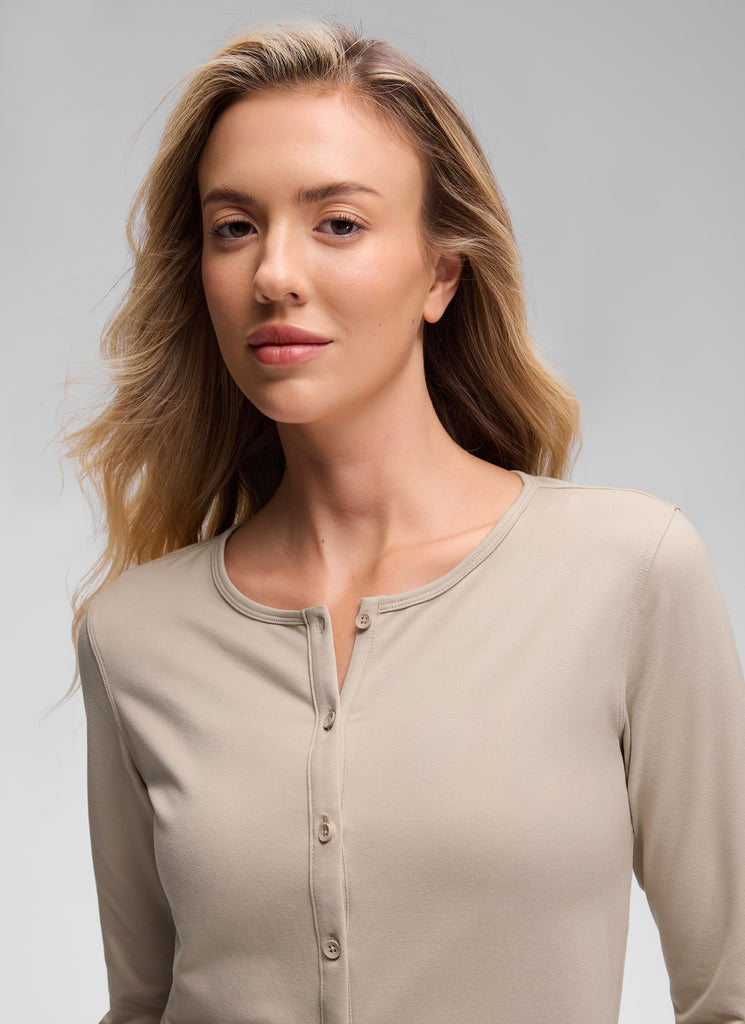 CRZ YOGA Women's Cloud Jersey Casual Button Down Waist Length Cardigan Hot Fudge Brown