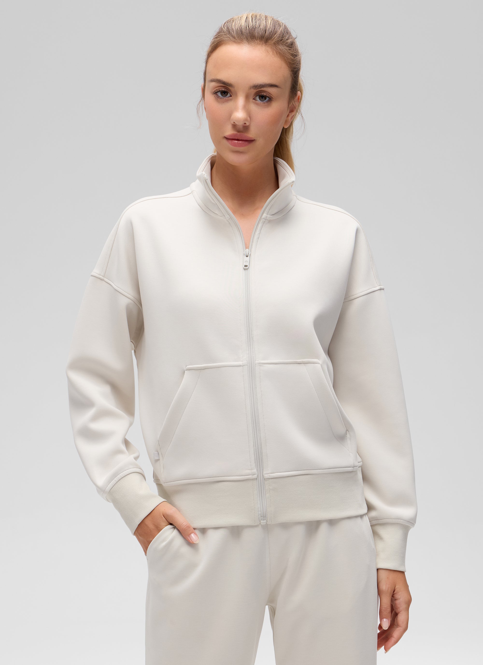 milkcocoa CRZ YOGA Women's Softaura Casual High Mock Neck Pocket Full Zip