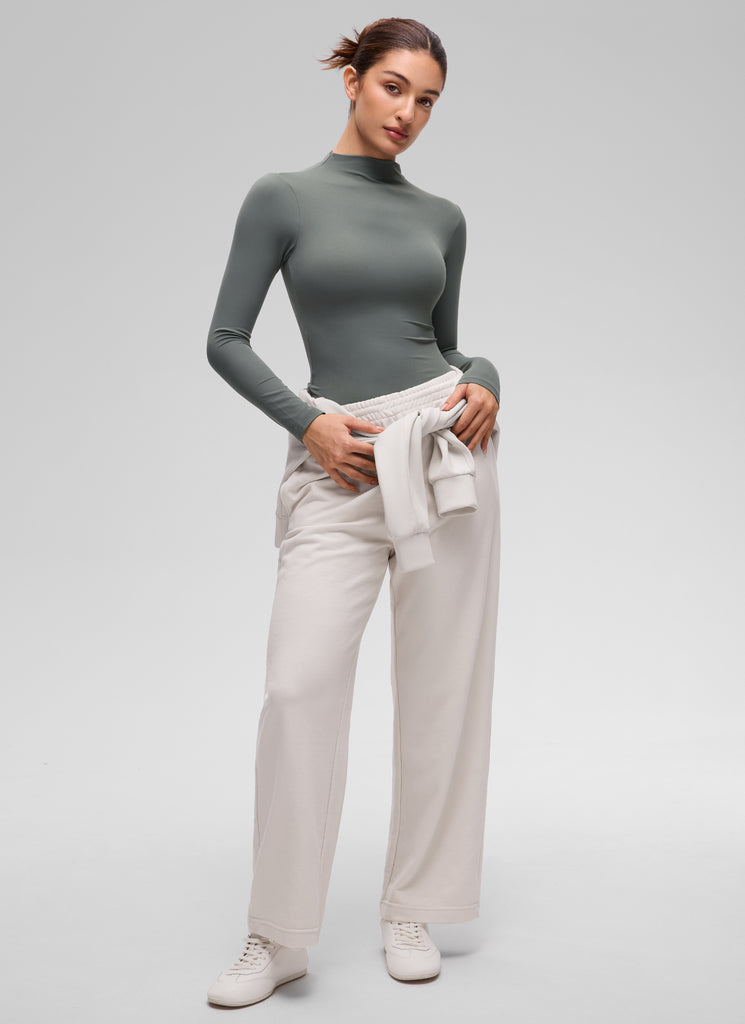 CRZ YOGA Women's Softembrace Mock Neck Waist Length Long Sleeves Pink Peony