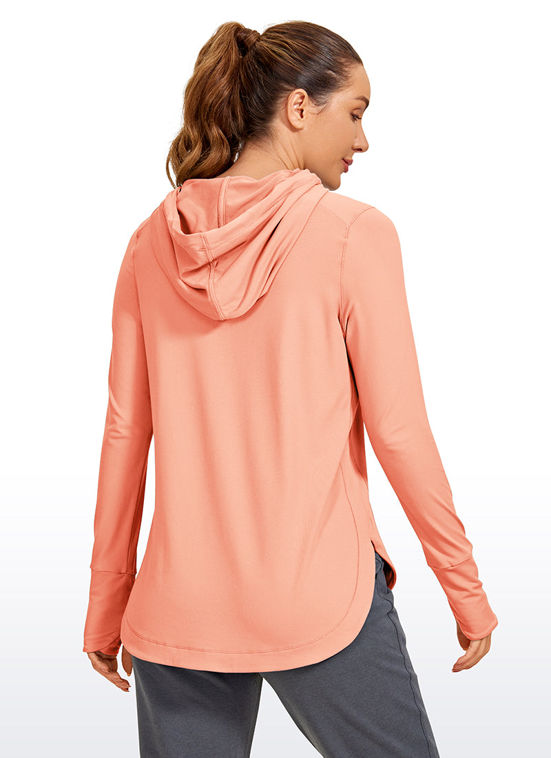 Brushed Feeling Long Sleeves Hoodie with Thumbhole