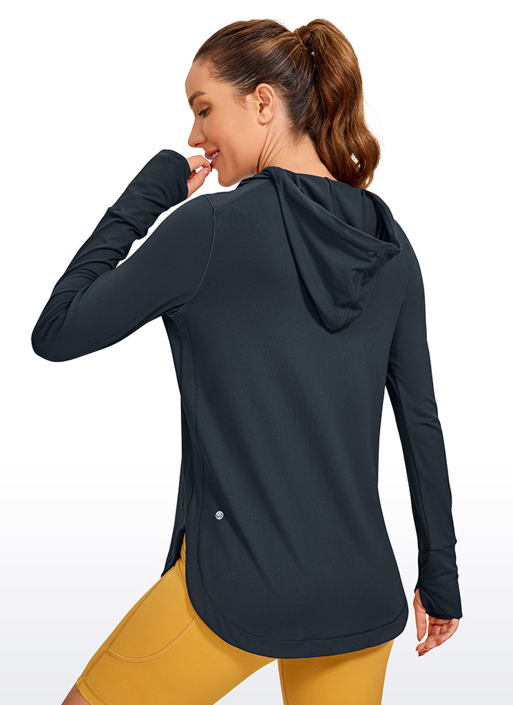 CRZ YOGA Women's Yoga Slim Fit Brushed Feeling Hoodie with Thumbhole Magenta Purple