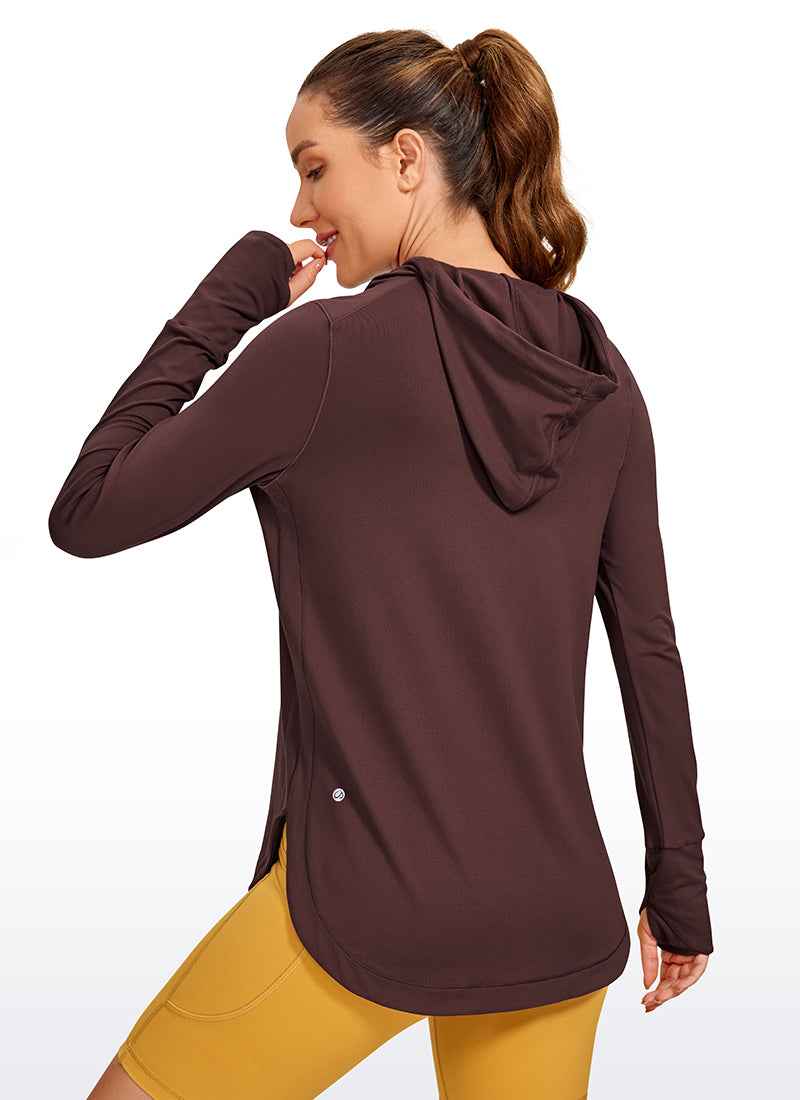 Brushed Feeling Long Sleeves Hoodie with Thumbhole