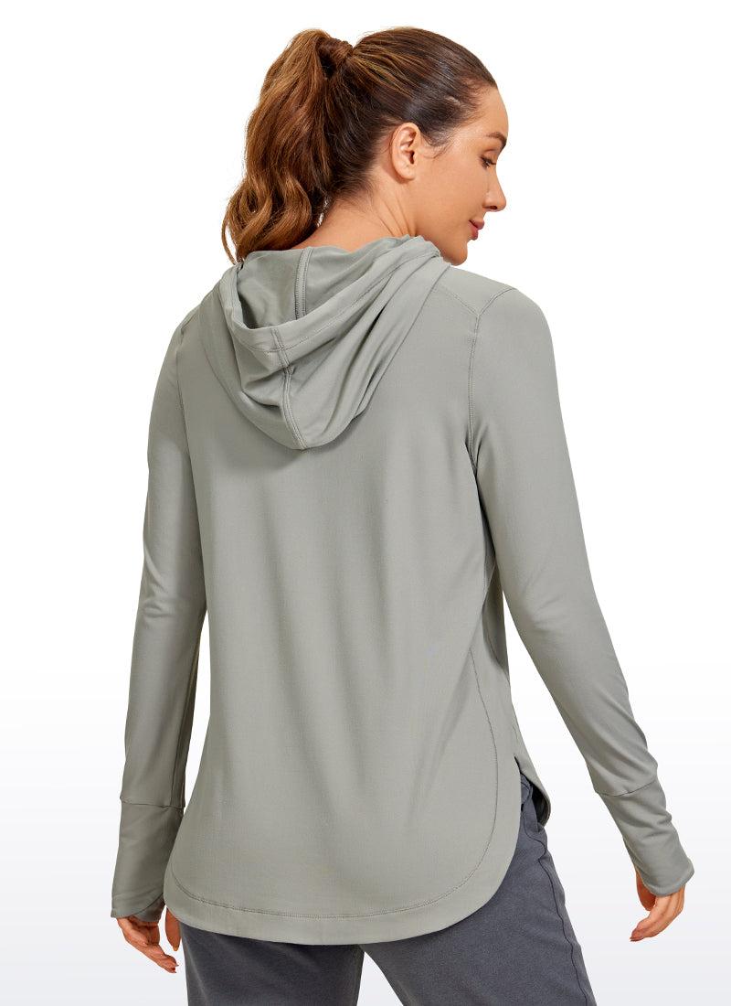 Brushed Feeling Long Sleeves Hoodie with Thumbhole