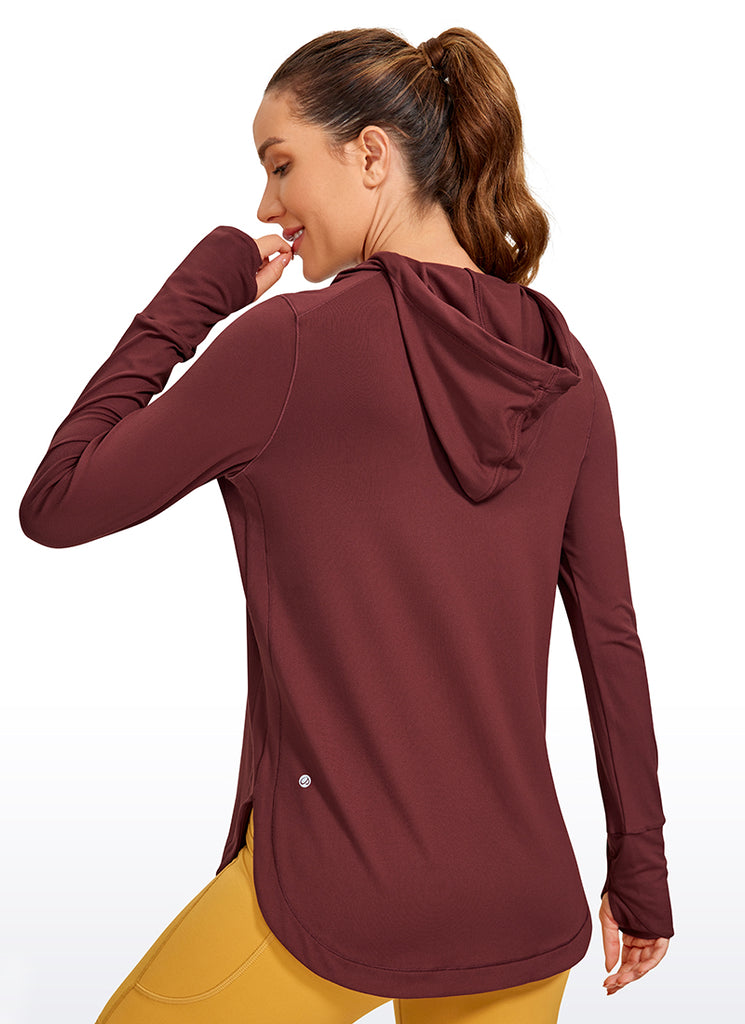 CRZ YOGA Women's Yoga Slim Fit Brushed Feeling Hoodie with Thumbhole Noctilucence Red