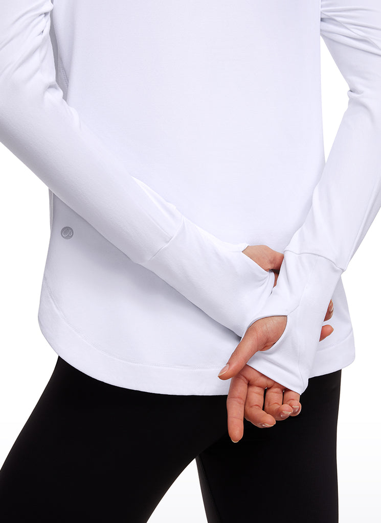 CRZ YOGA Women's Yoga Slim Fit Brushed Feeling Hoodie with Thumbhole Black