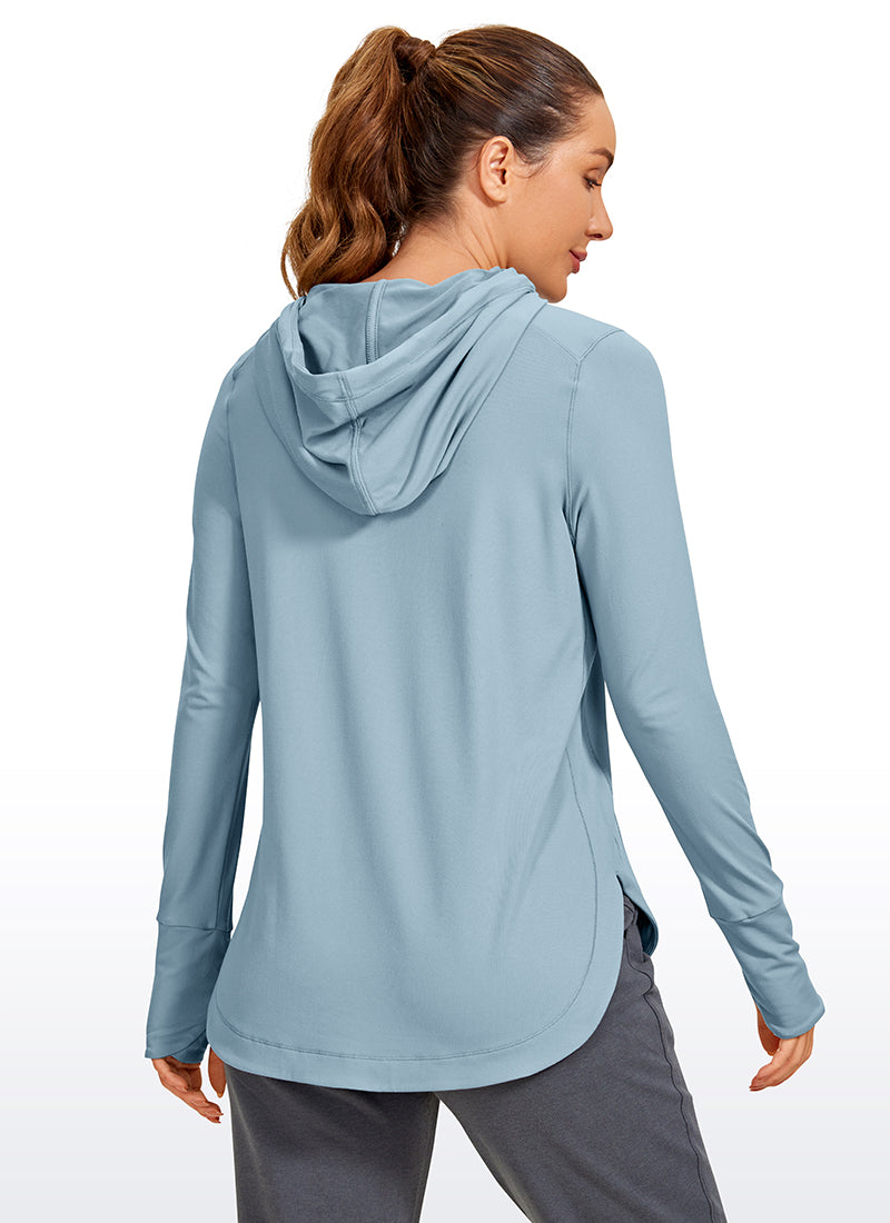 Brushed Feeling Long Sleeves Hoodie with Thumbhole