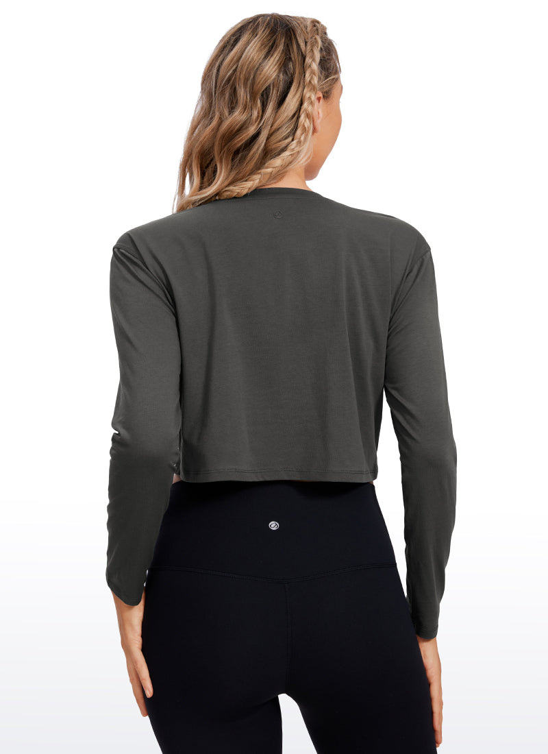 Pima Cotton Workout Cropped Long Sleeve