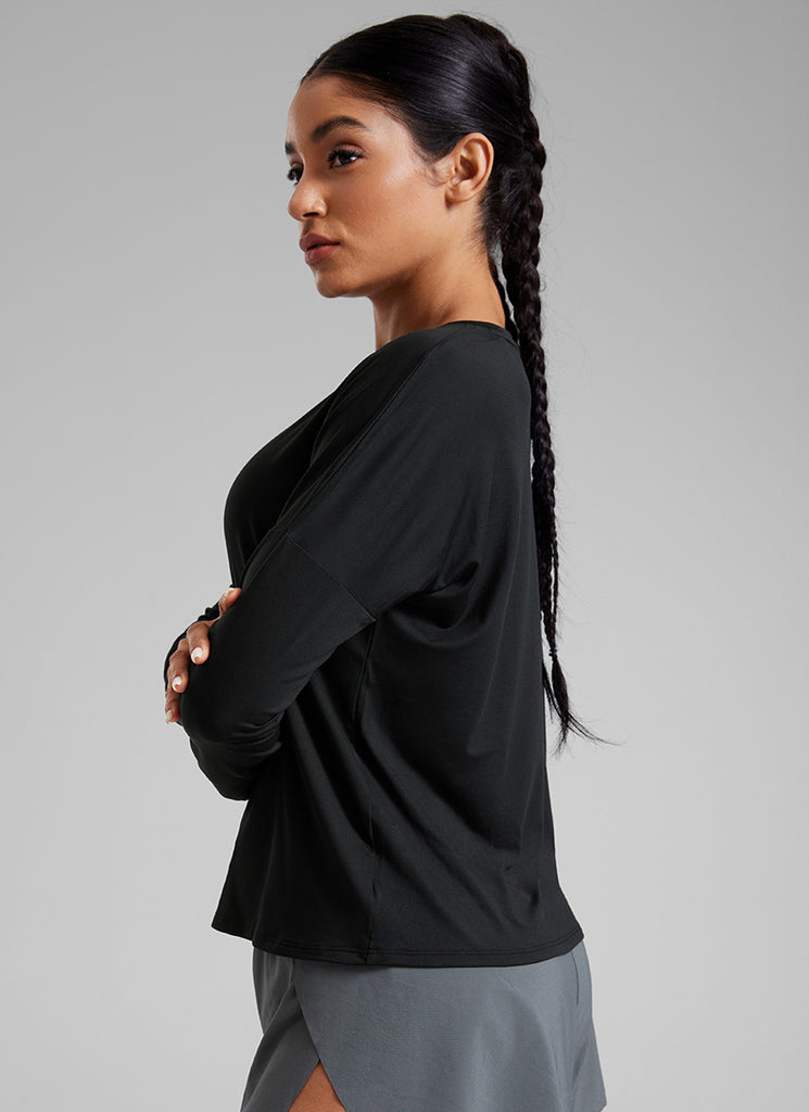 CRZ YOGA Women's Yoga Relaxed Fit Running Crop Long Sleeve Shirts White Opal