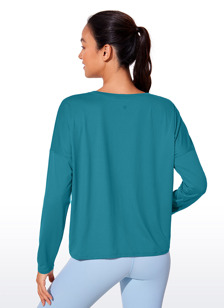 CRZ YOGA Women's Yoga Relaxed Fit Running Crop Long Sleeve Shirts Luminous Yellow