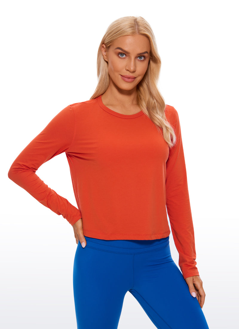 Pima Cotton Cropped Long Sleeve Classic Fit