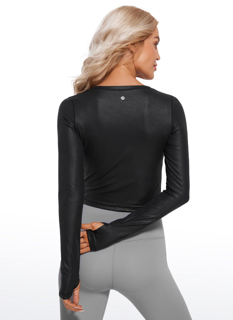 Butterluxe Cropped Long Sleeve Scoop Neck