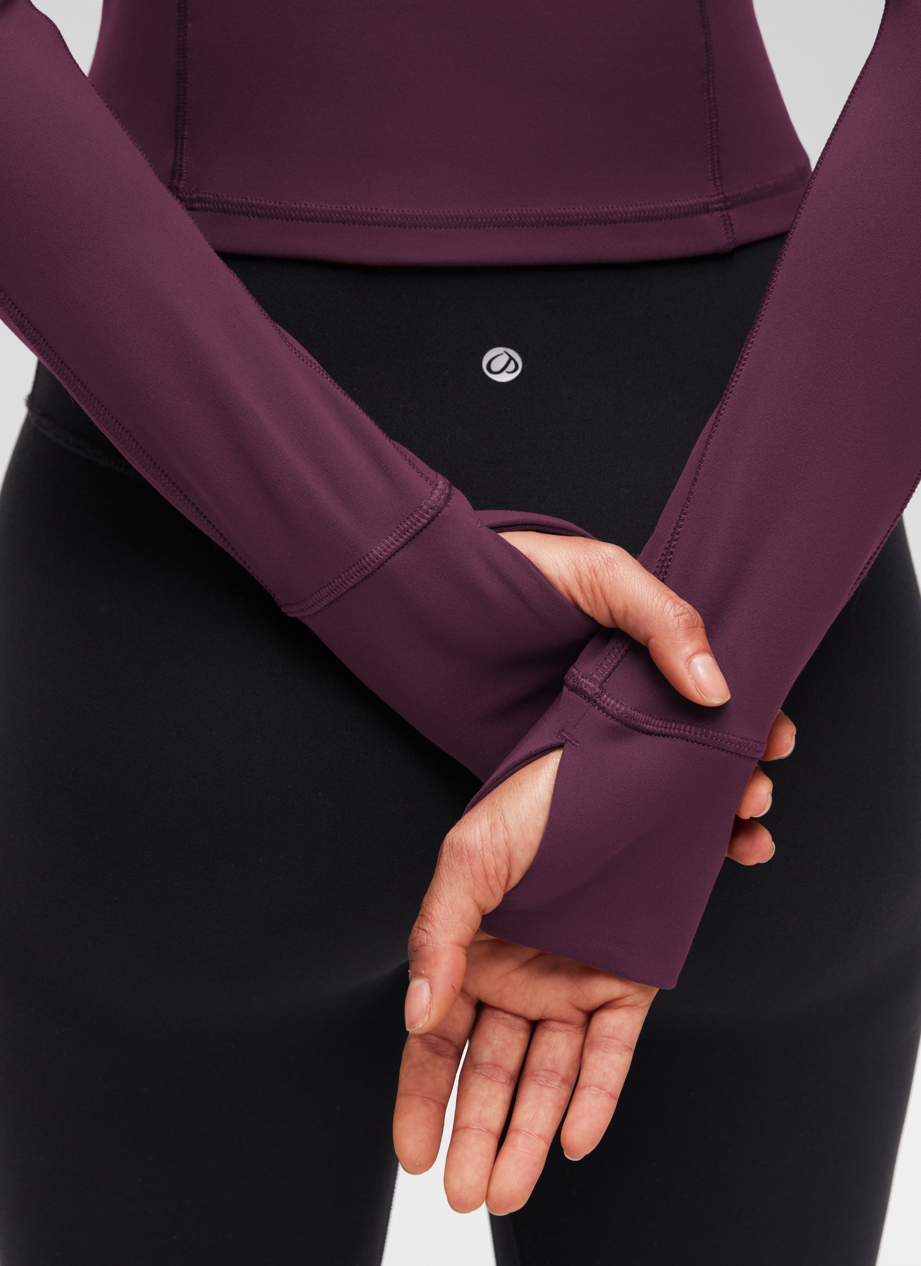 CRZ YOGA Women's Yoga Slim Fit Tops Butterluxe Half-Zip Long Sleeve Deep Purple @model_info:Larissa