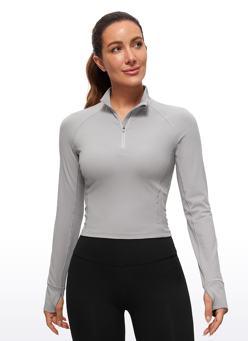 Butterluxe Half-Zip Long Sleeve Cropped