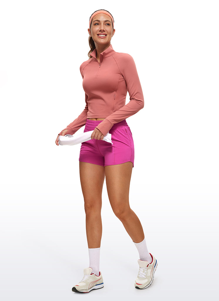 CRZ YOGA Women's Yoga Slim Fit Tops Butterluxe Half-Zip Long Sleeve True Navy