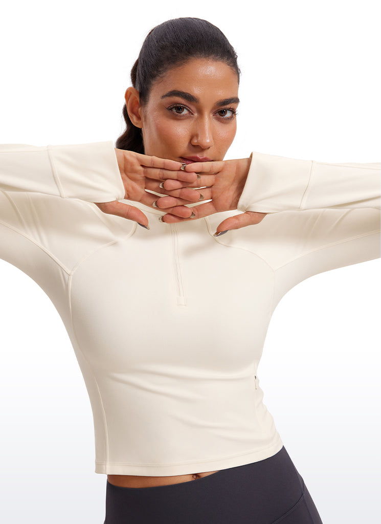 CRZ YOGA Women's Yoga Slim Fit Tops Butterluxe Half-Zip Long Sleeve Royal Lilac