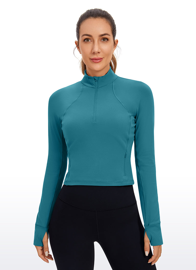 Butterluxe Half Zip Cropped Long Sleeve
