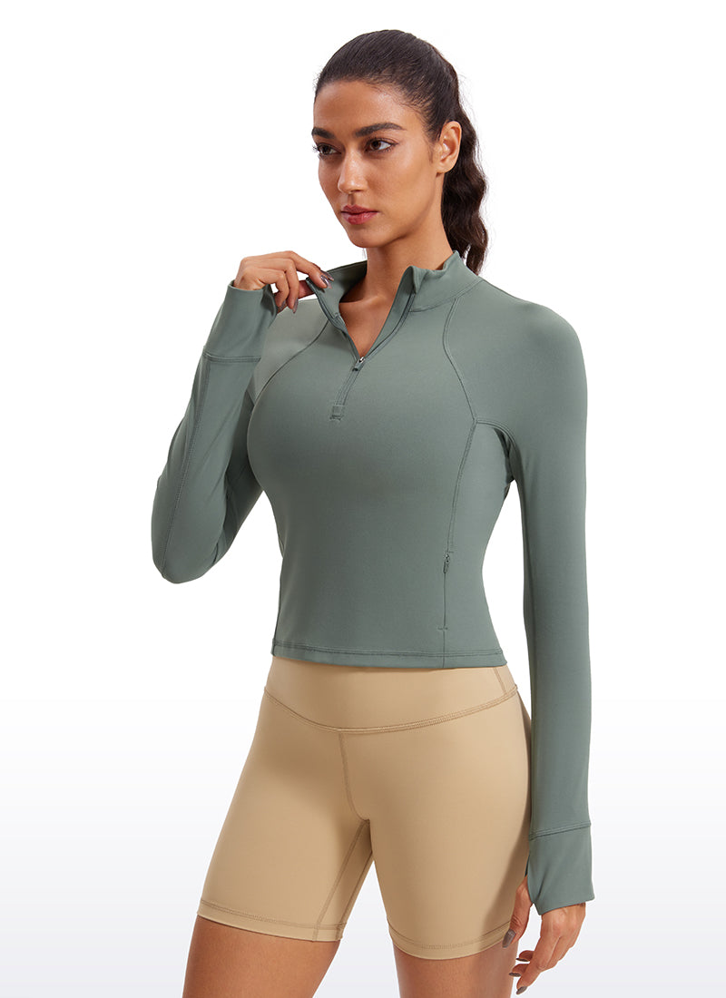 Butterluxe Half-Zip Long Sleeve Cropped