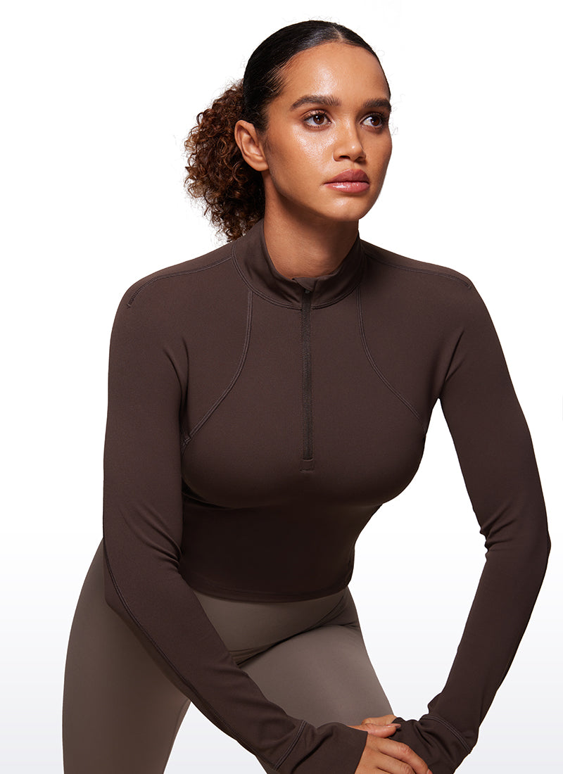 Butterluxe Half-Zip Long Sleeve Cropped