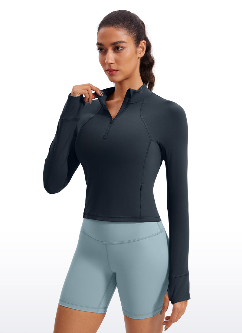 Butterluxe Half-Zip Long Sleeve Cropped