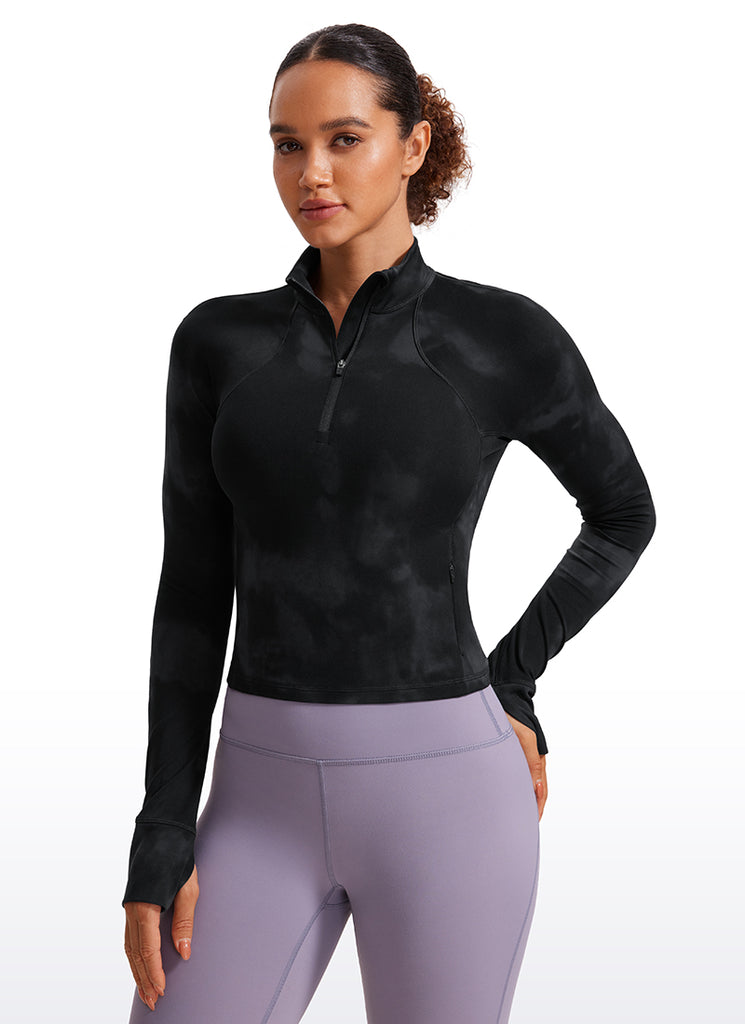 CRZ YOGA Women's Yoga Slim Fit Tops Butterluxe Half-Zip Long Sleeve Briar Rose