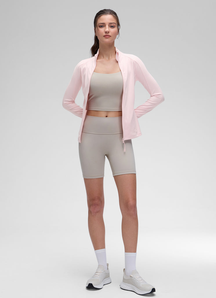 CRZ YOGA Women's Yoga Slim Fit Tops Butterluxe Full Zip Long Sleeves Viva Magenta