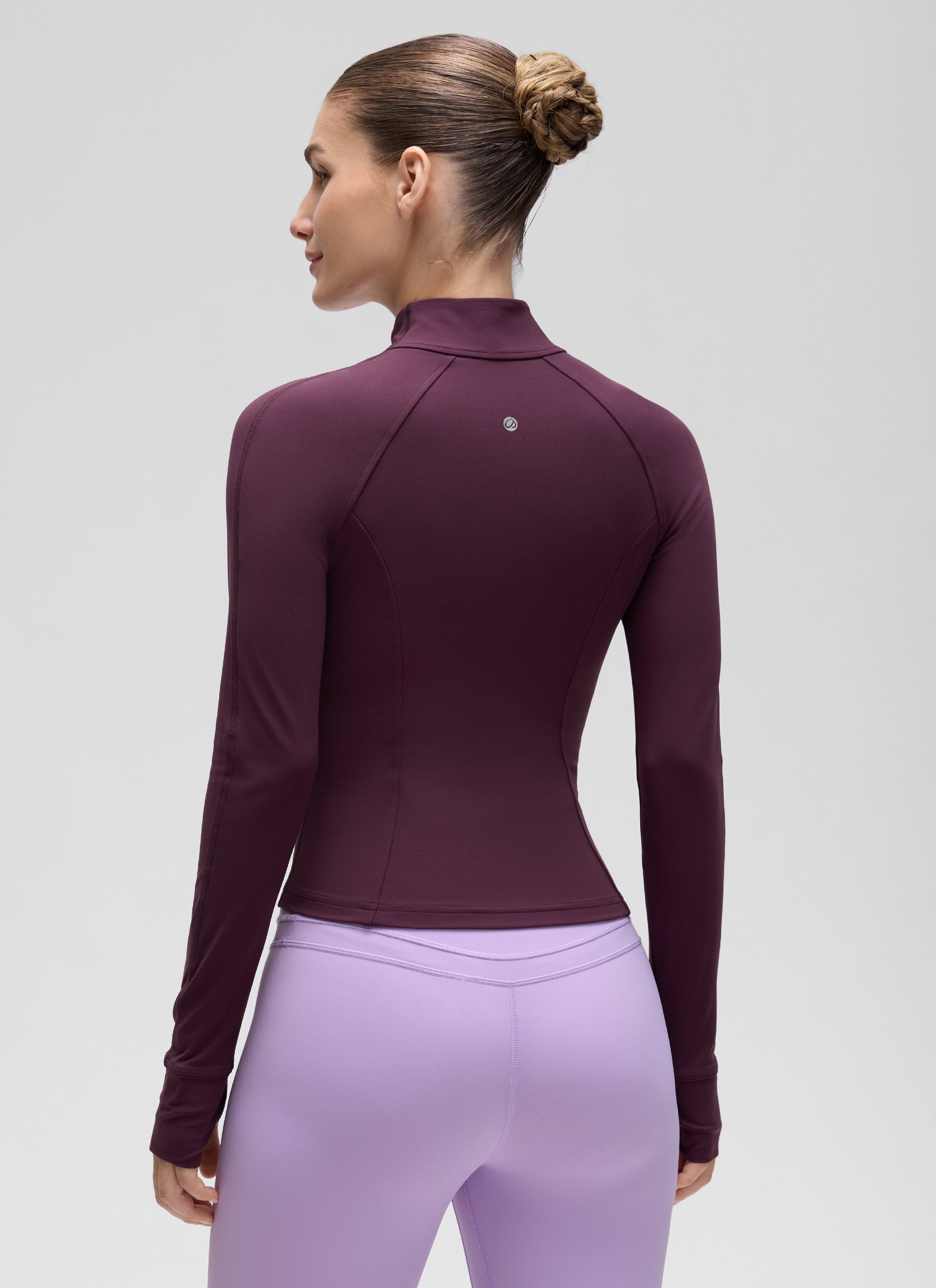 CRZ YOGA Women's Butterluxe Cropped Pocket Outerwear Full Zip Jackets Deep Purple @model_info:J